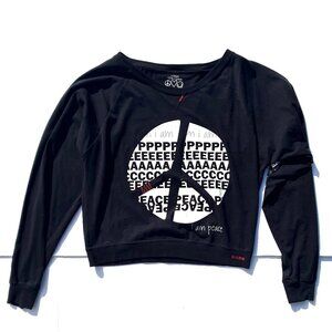 Women’s Peace Love World 100% Cotton I AM PEACE Long Sleeve Graphic Tee Black XL